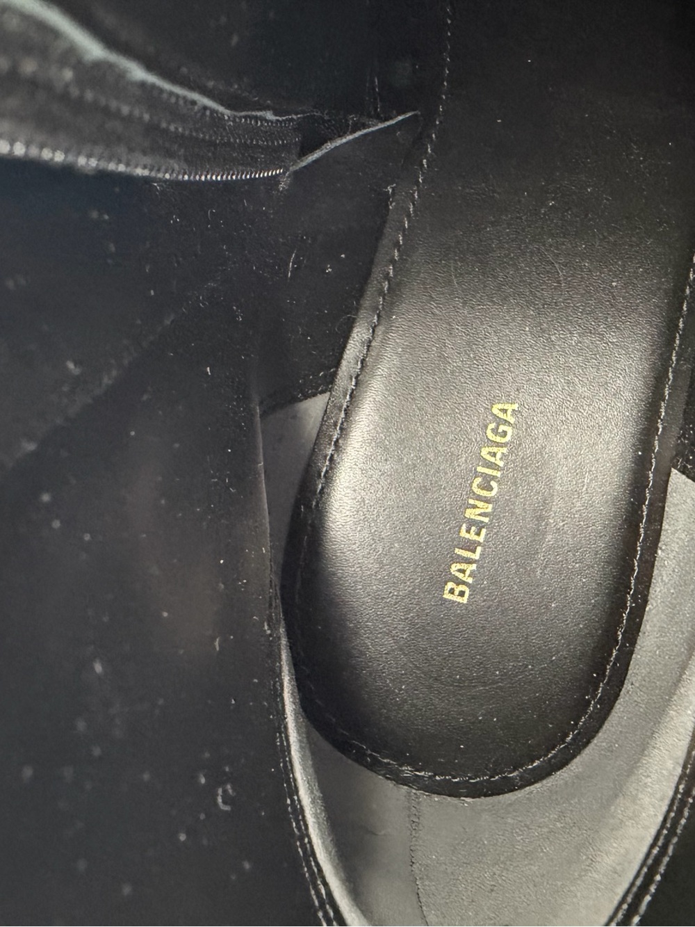 Balenciaga BB Logo Knife Ankle Boots Charcoal Wool Gold Hardware Pointed Toe EU - Picture 13 of 14